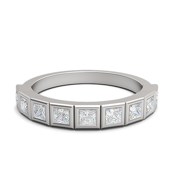 Image of MOH Half Eternity Wedding Rings in Platinum, 0.72 Ct, D-E / VS With Natural Diamonds.