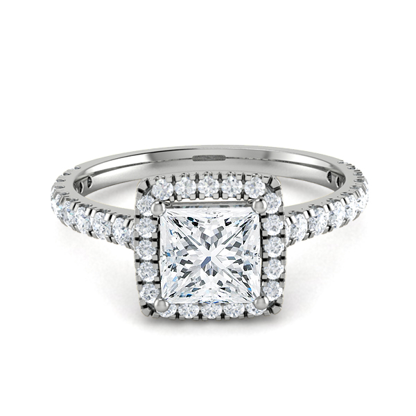 Diamond Unique Cathedral Halo Engagement Ring