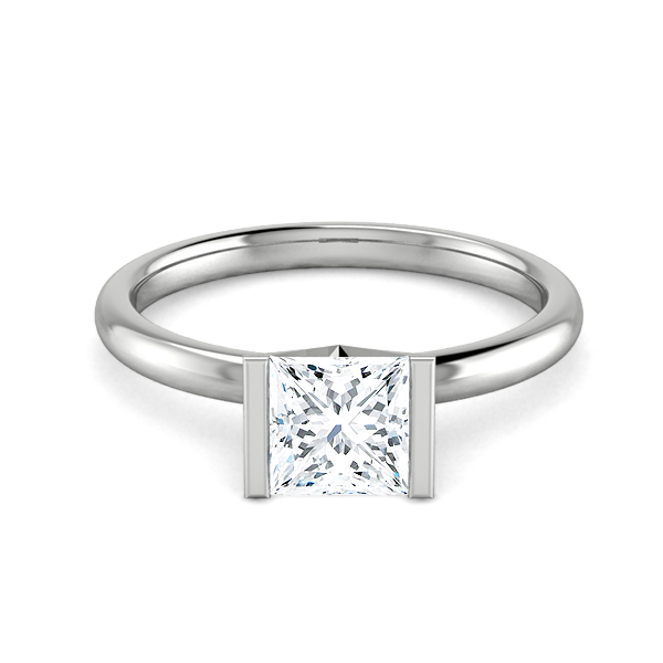 Half Bezel Solitaire Diamond Engagement Ring