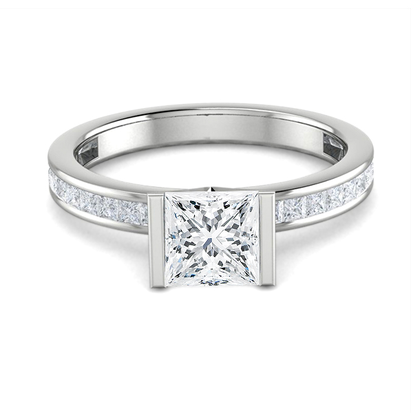 Half Bezel Diamond Side Stone Engagement Ring