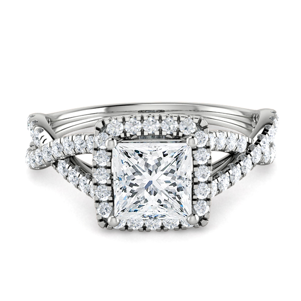 Twisted Vine Halo Engagement Ring 