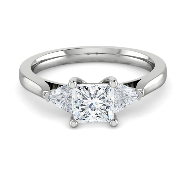 Trillion Cut Diamond Trilogy Engagement Ring