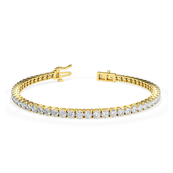 Image of Trendy Designs Tennis Bracelets With 18K Yellow Gold, 4.56 Ct , 6.5 Inch Size, D-E / VS With Lab Diamonds.