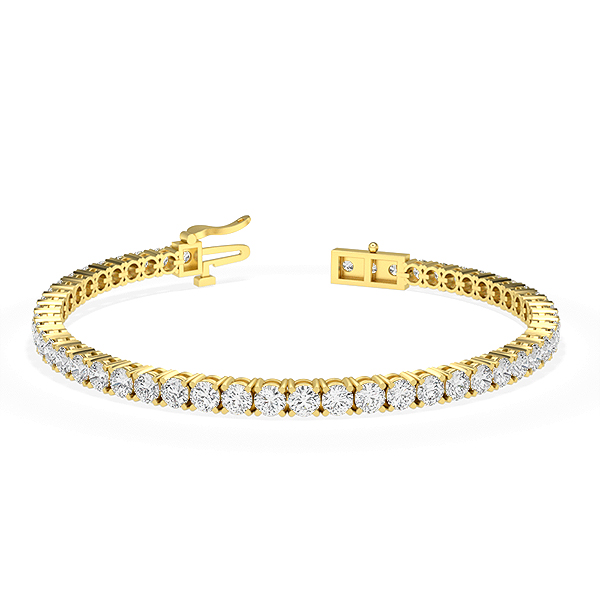Image of Trendy Designs Tennis Bracelets With 18K Yellow Gold, 5.30 Ct , 7 Inch Size, D-E / VS With Natural Diamonds.