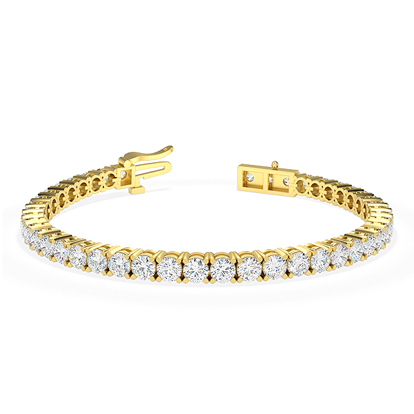 Image of Trendy Designs Tennis Bracelets With 18K Yellow Gold, 7.08 Ct , 7 Inch Size, F-G / VS With Natural Diamonds.