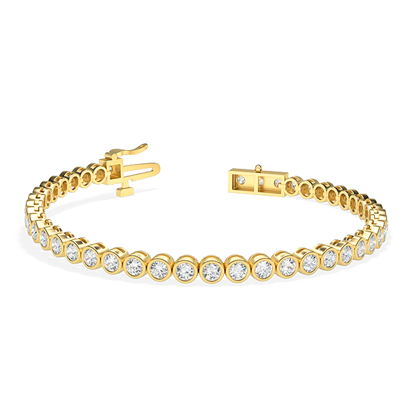 Image of Trendy Designs Tennis Bracelets With 18K Yellow Gold, 3.21 Ct , 7 Inch Size, D-E / VS With Natural Diamonds.