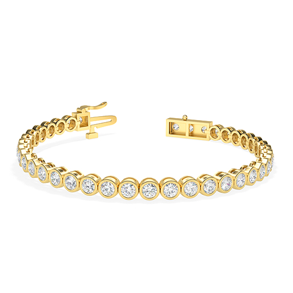 Image of Trendy Designs Tennis Bracelets With 18K Yellow Gold, 4.10 Ct , 6.5 Inch Size, F-G / VS With Lab Diamonds.