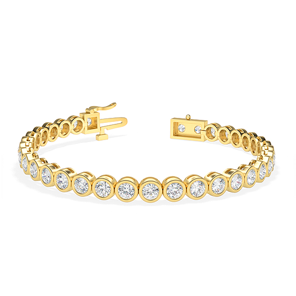 Image of Trendy Designs Tennis Bracelets With 18K Yellow Gold, 5.10 Ct , 6.5 Inch Size, H-I / VS With Natural Diamonds.