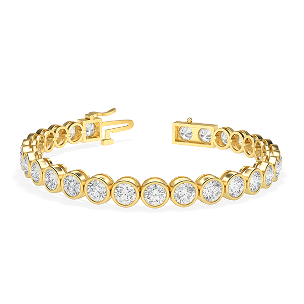 Image of Trendy Designs Tennis Bracelets With 18K Yellow Gold, 7.80 Ct , 6.5 Inch Size, F-G / VS With Lab Diamonds.