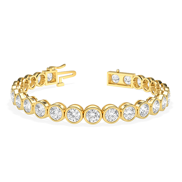 Image of Trendy Designs Tennis Bracelets With 18K Yellow Gold, 8.75 Ct , 6.5 Inch Size, H-I / SI With Lab Diamonds.