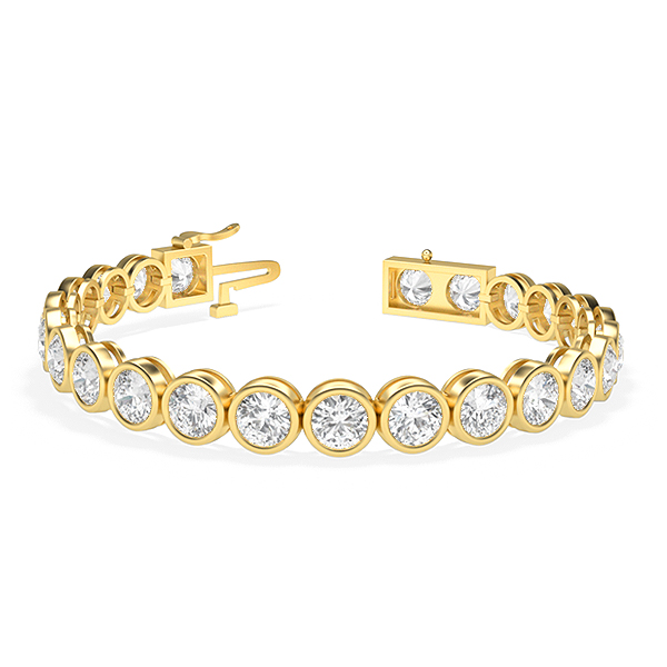 Image of Trendy Designs Tennis Bracelets With 18K Yellow Gold, 9.35 Ct , 7 Inch Size, D-E / VS With Lab Diamonds.