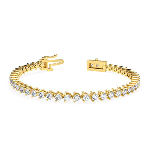 Image of Trendy Designs Tennis Bracelets With 18K Yellow Gold, 4.05 Ct , 6.5 Inch Size, F-G / SI With Lab Diamonds.