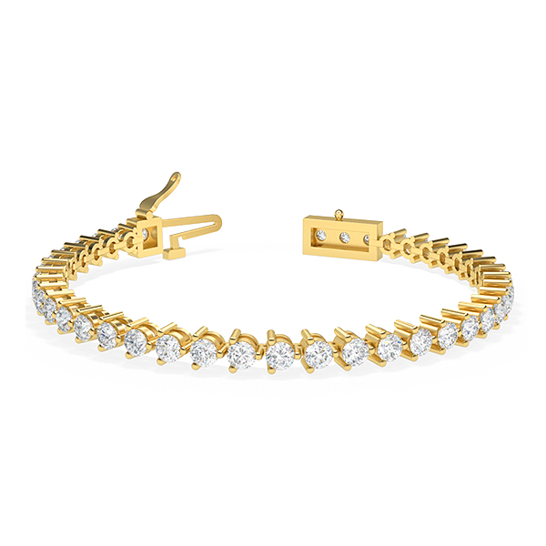 Image of Trendy Designs Tennis Bracelets With 18K Yellow Gold, 5.27 Ct , 7 Inch Size, F-G / VS With Lab Diamonds.