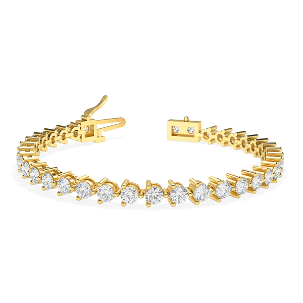 Image of Trendy Designs Tennis Bracelets With 18K Yellow Gold, 6.09 Ct , 7 Inch Size, F-G / VS With Natural Diamonds.