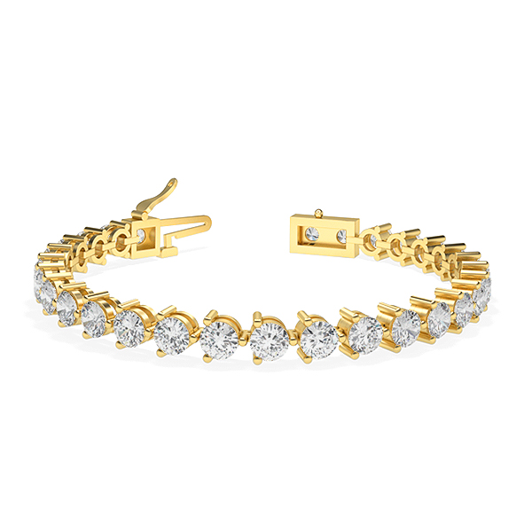 Image of Trendy Designs Tennis Bracelets With 18K Yellow Gold, 8.70 Ct , 6.5 Inch Size, F-G / SI With Lab Diamonds.