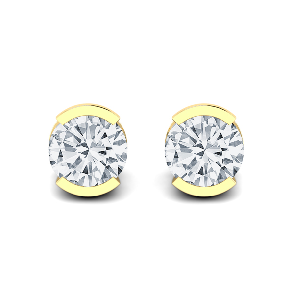 Diamond Half Bezel Stud Earrings