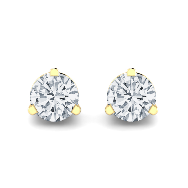 Three Prong Gallery Stud Earrings