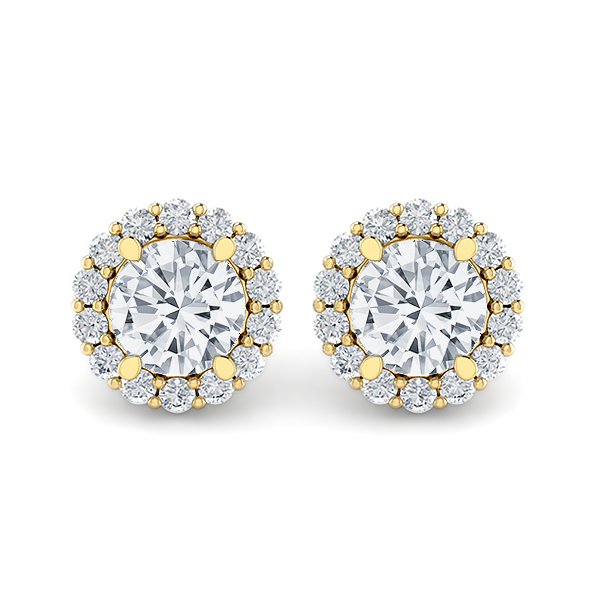 Diamond Shared Prong Halo Earrings