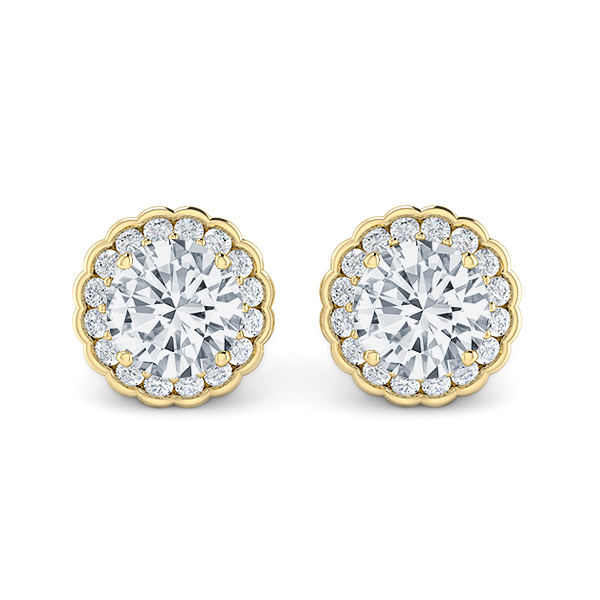 Round Halo Flower Earrings 