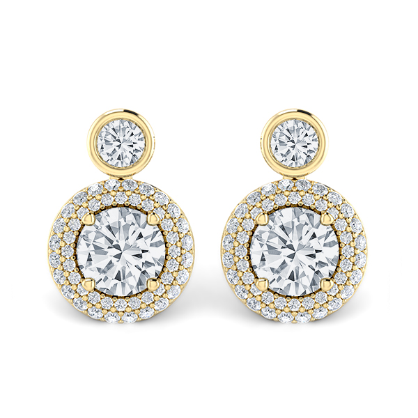 Diamond Double Halo Drop Earrings