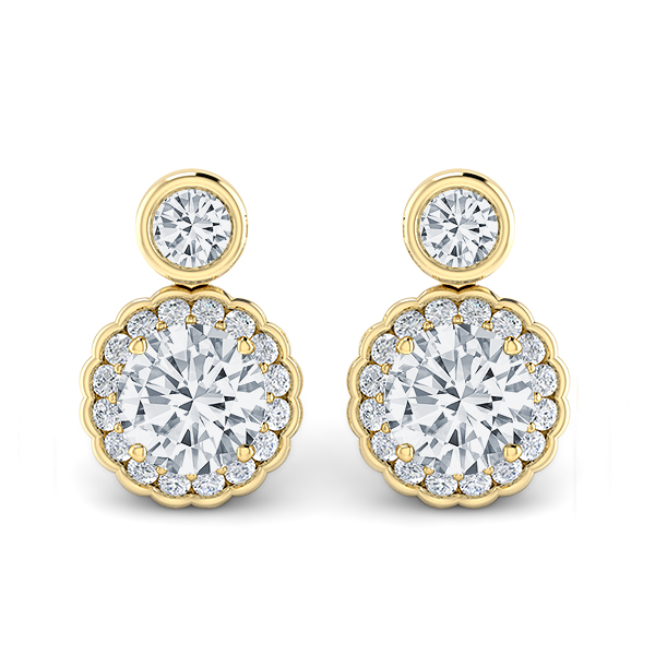 Diamond Halo Floral Drop Earrings