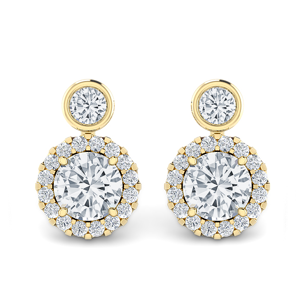 Diamond Halo Drop Earrings