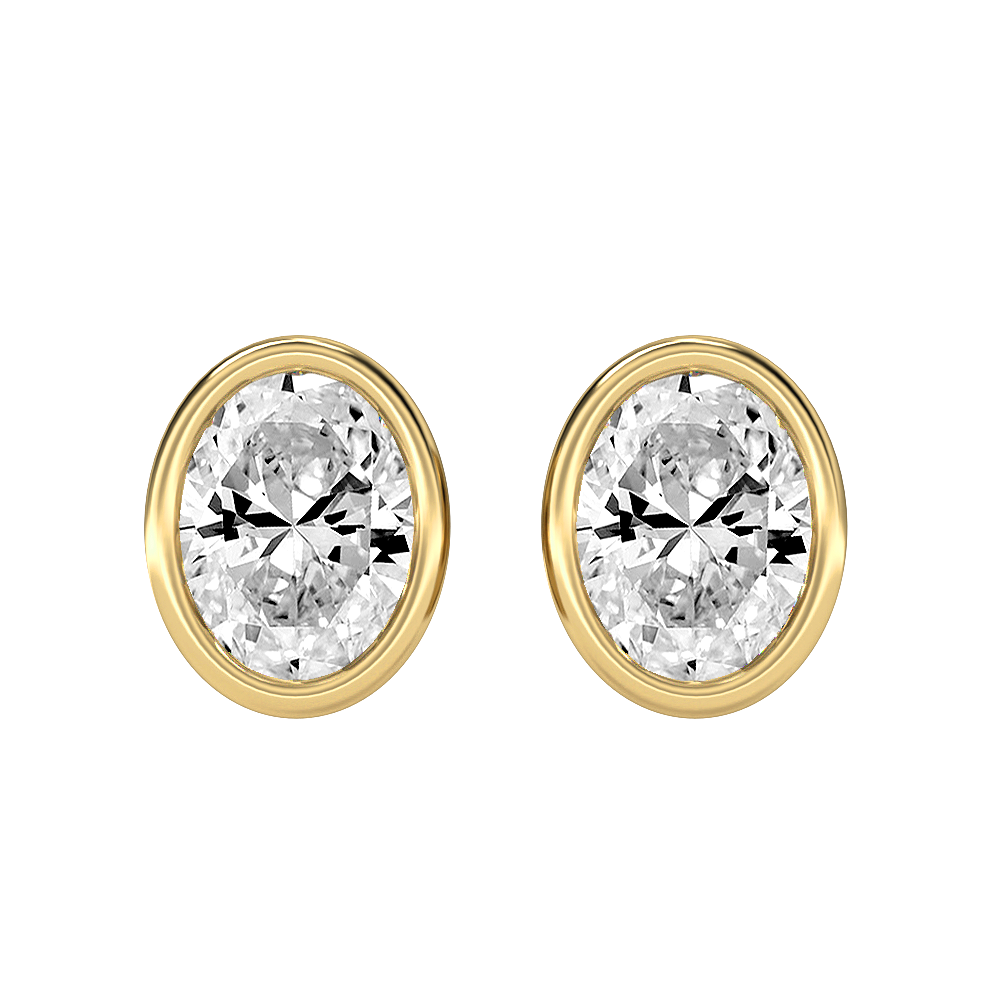 Oval Diamond Stud Earrings