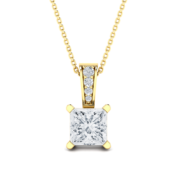 Four-Prong Princess Cut Solitaire Pendant 