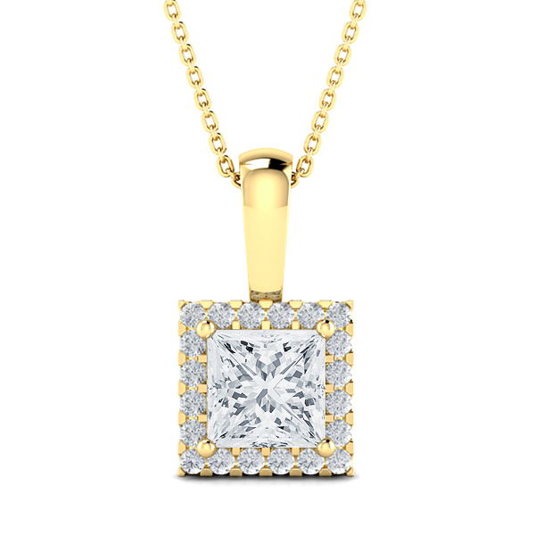 Diamond Single Halo Pendant Necklace