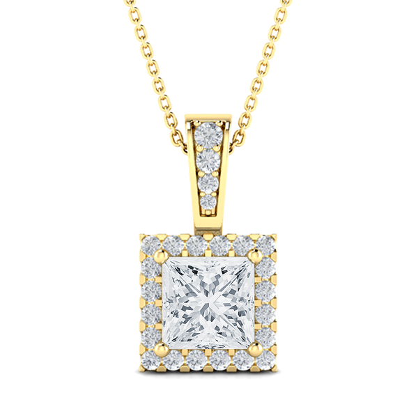 Diamond Single Halo Pendant Necklace