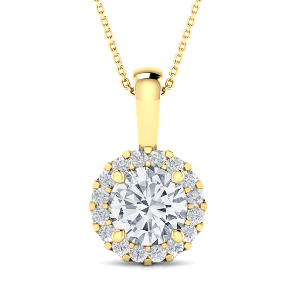 Diamond Shared Prong Halo Pendant