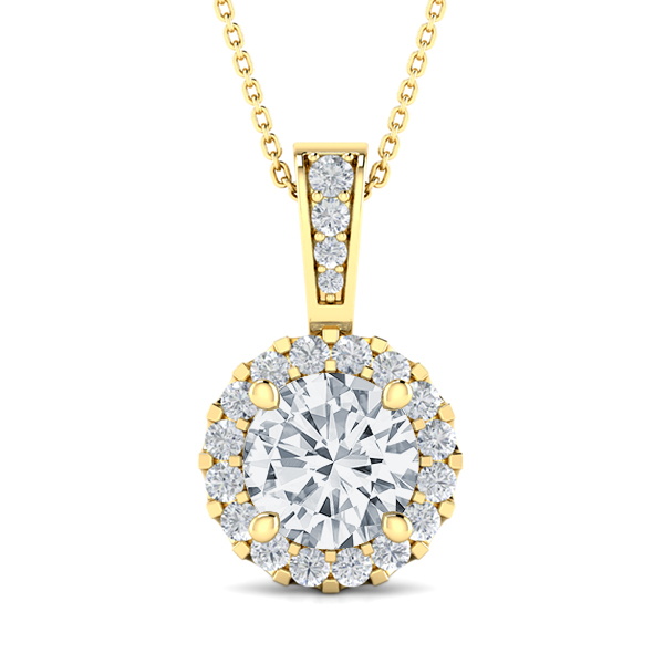 Diamond Shared Prong Halo Pendant