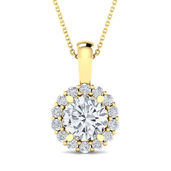 Diamond Shared Prong Halo Pendant