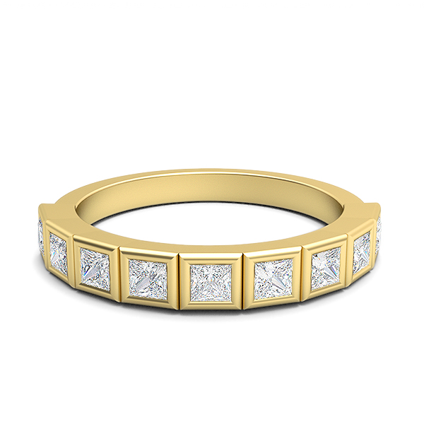 Image of MOH Half Eternity Wedding Rings in 18K Yellow Gold, 0.72 Ct, D-E / SI With Lab Diamonds.