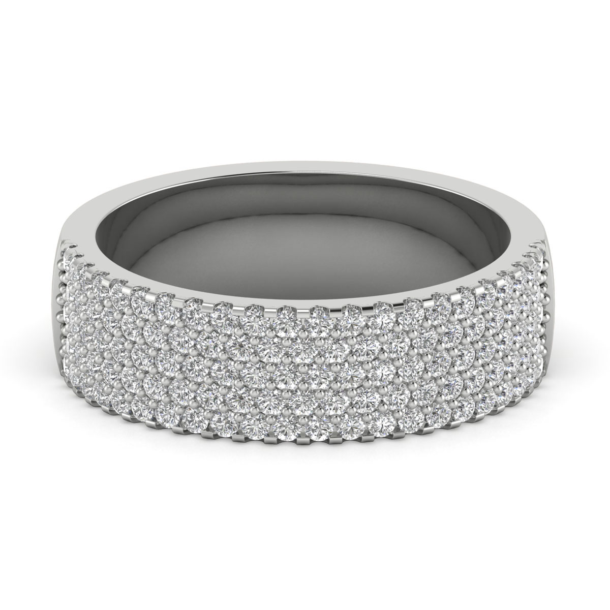 Pave Setting Round Diamond Half Eternity Ring