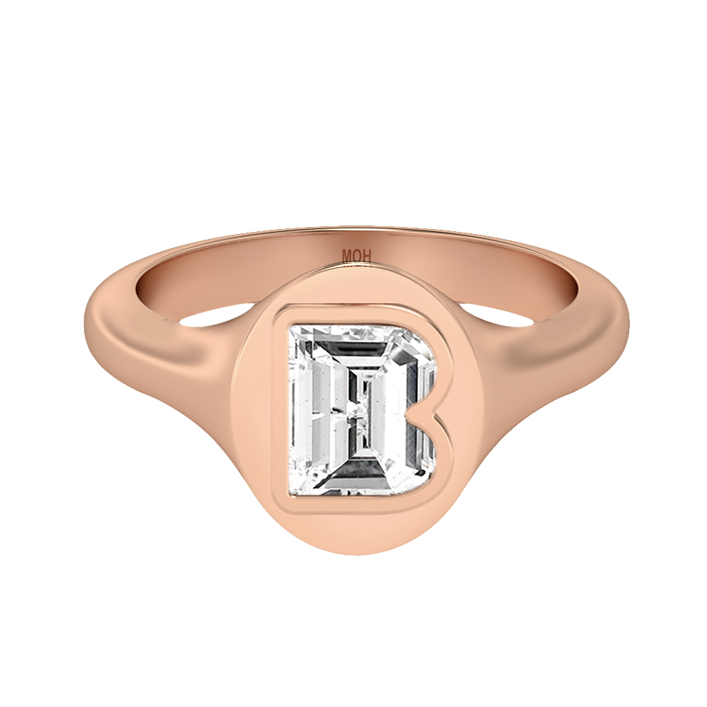 B-18K Rose Gold-Signet Ring-7 mm