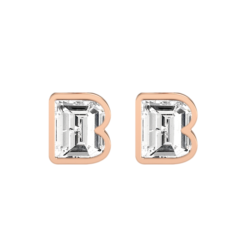 B-18K Rose Gold-Stud Earrings-7 mm