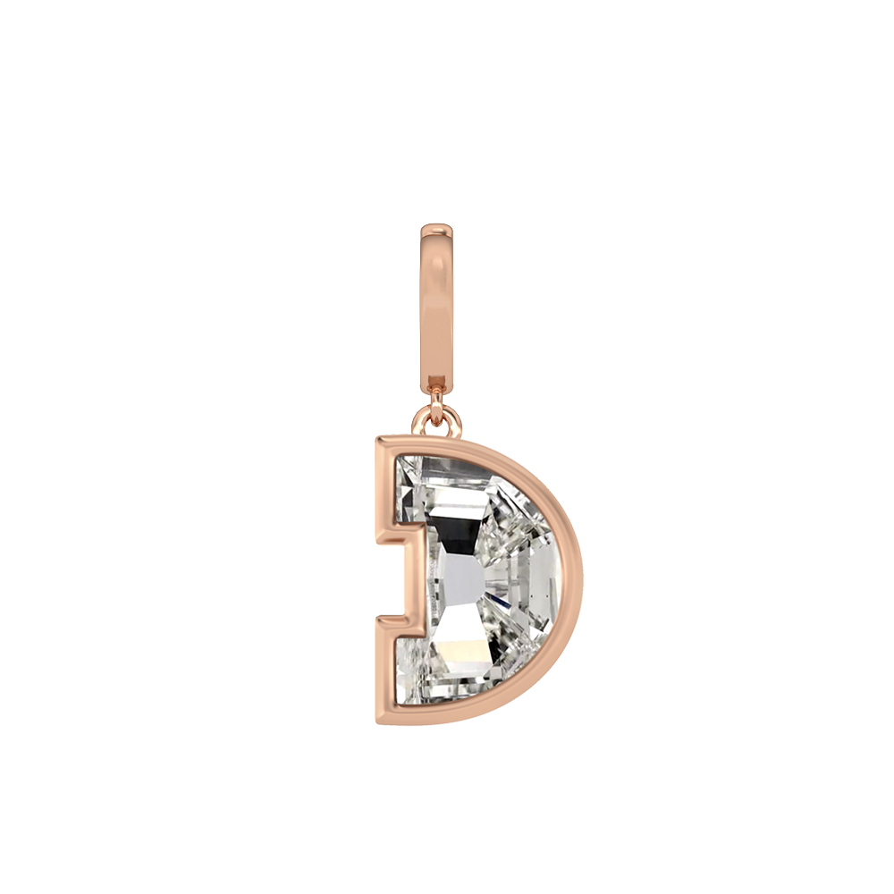 D Letter Alphabet-18K Rose Gold-Charm-7 mm