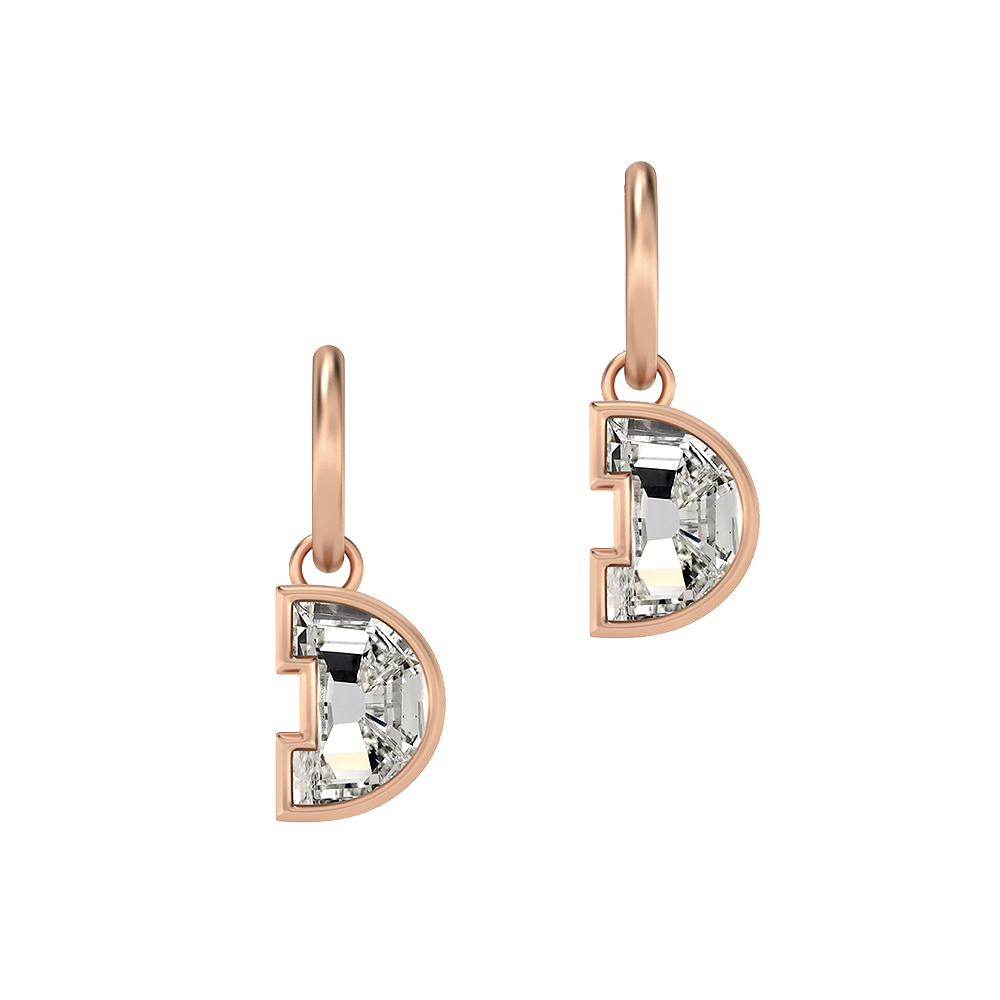 D Letter Alphabet-18K Rose Gold-Hoop Earrings-7 mm