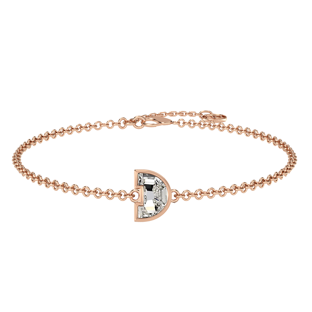 D Letter Alphabet-18K Rose Gold-Bracelet-7 mm
