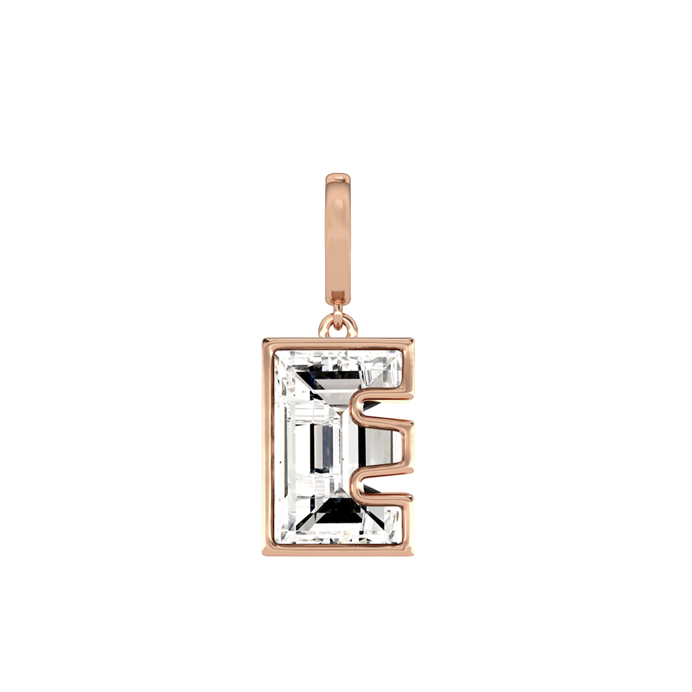 E Letter Alphabet-18K Rose Gold-Charm-7 mm