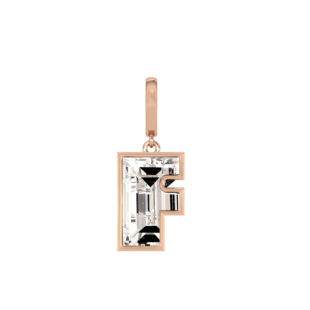 F Letter Alphabet-18K Rose Gold-Charm-7 mm
