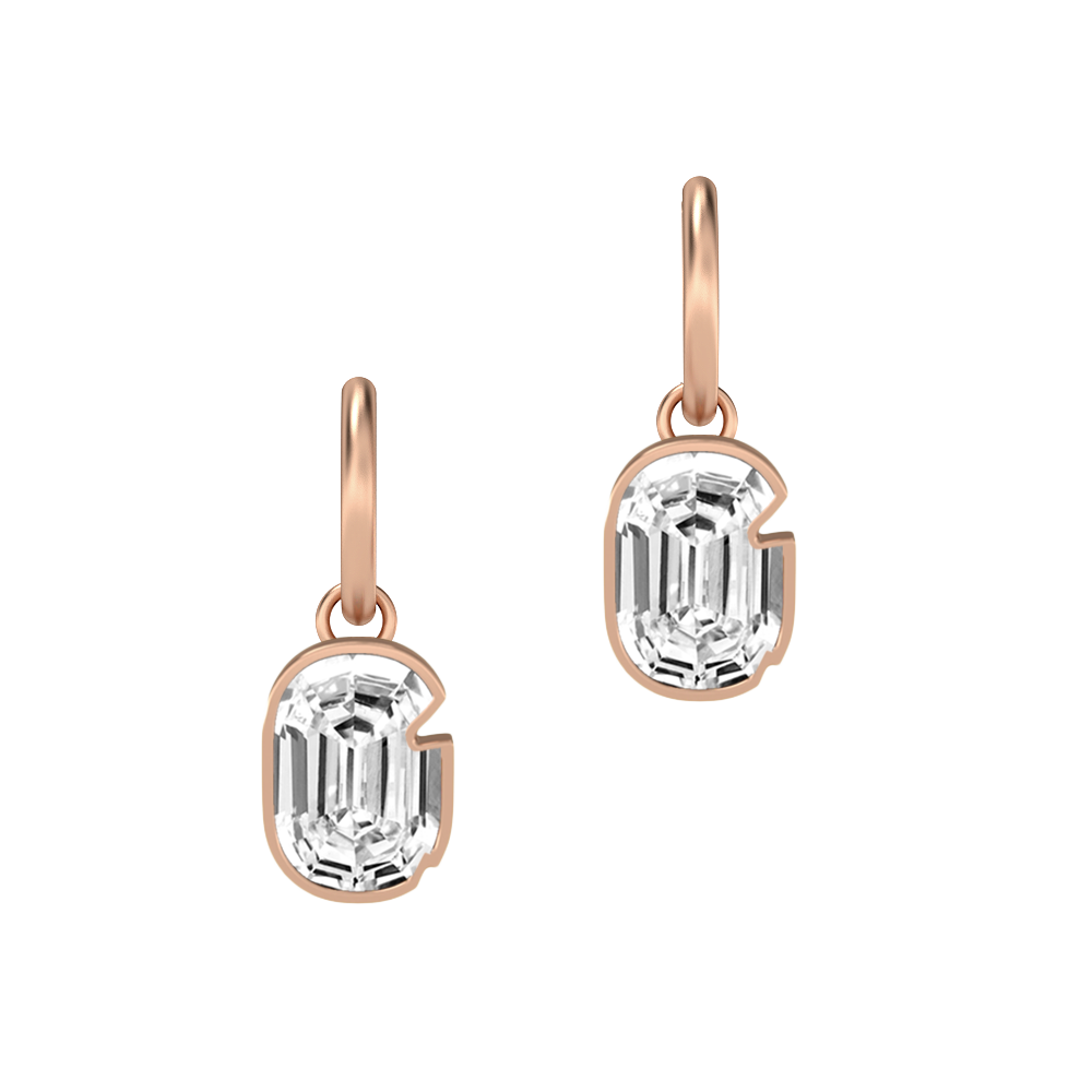 G Letter Alphabet-18K Rose Gold-Hoop Earrings-7 mm