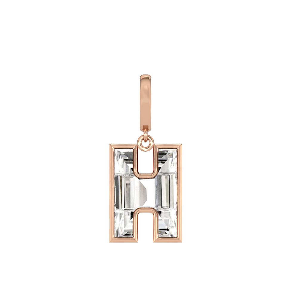 H Letter Alphabet-18K Rose Gold-Charm-7 mm