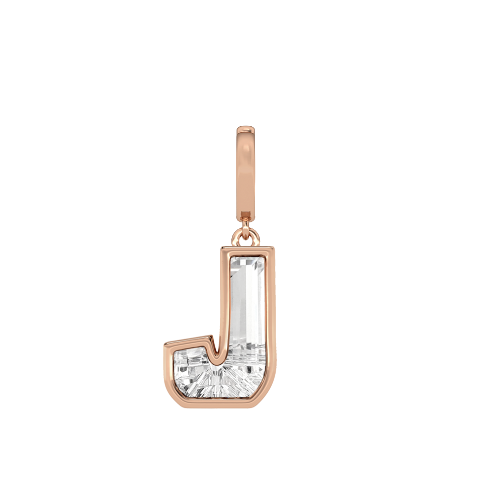 J Letter Alphabet-18K Rose Gold-Charm-7 mm