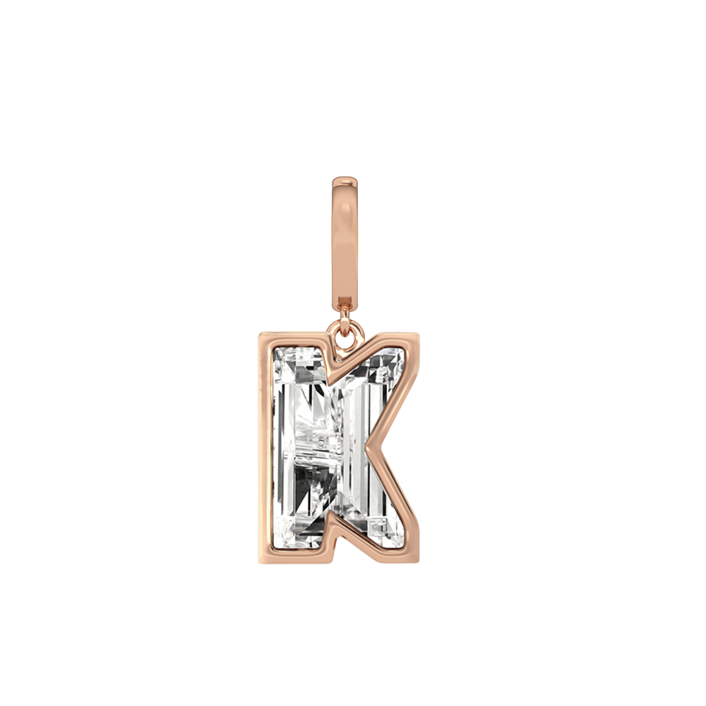 K Letter Alphabet-18K Rose Gold-Charm-7 mm