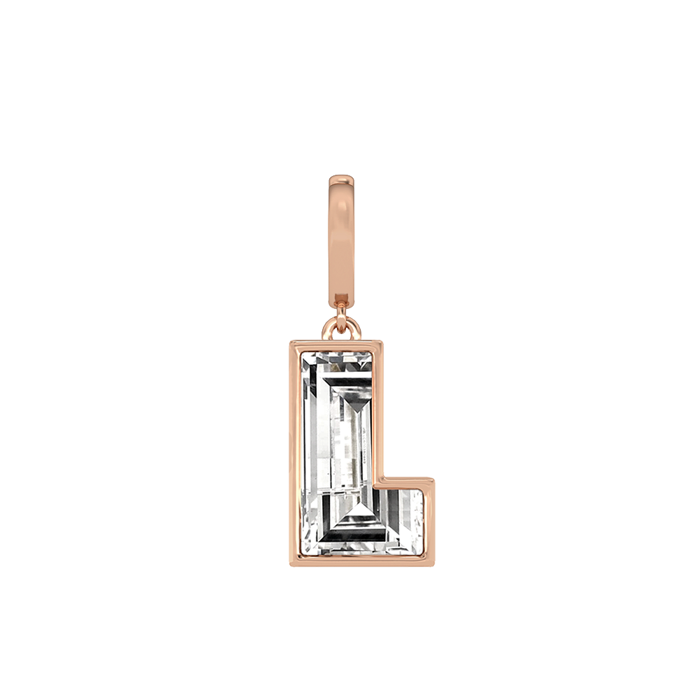 L Letter Alphabet-18K Rose Gold-Charm-7 mm