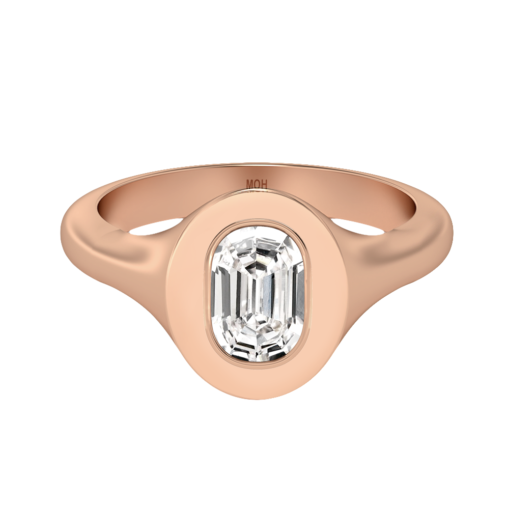 O Letter Alphabet-18K Rose Gold-Signet Ring-7 mm