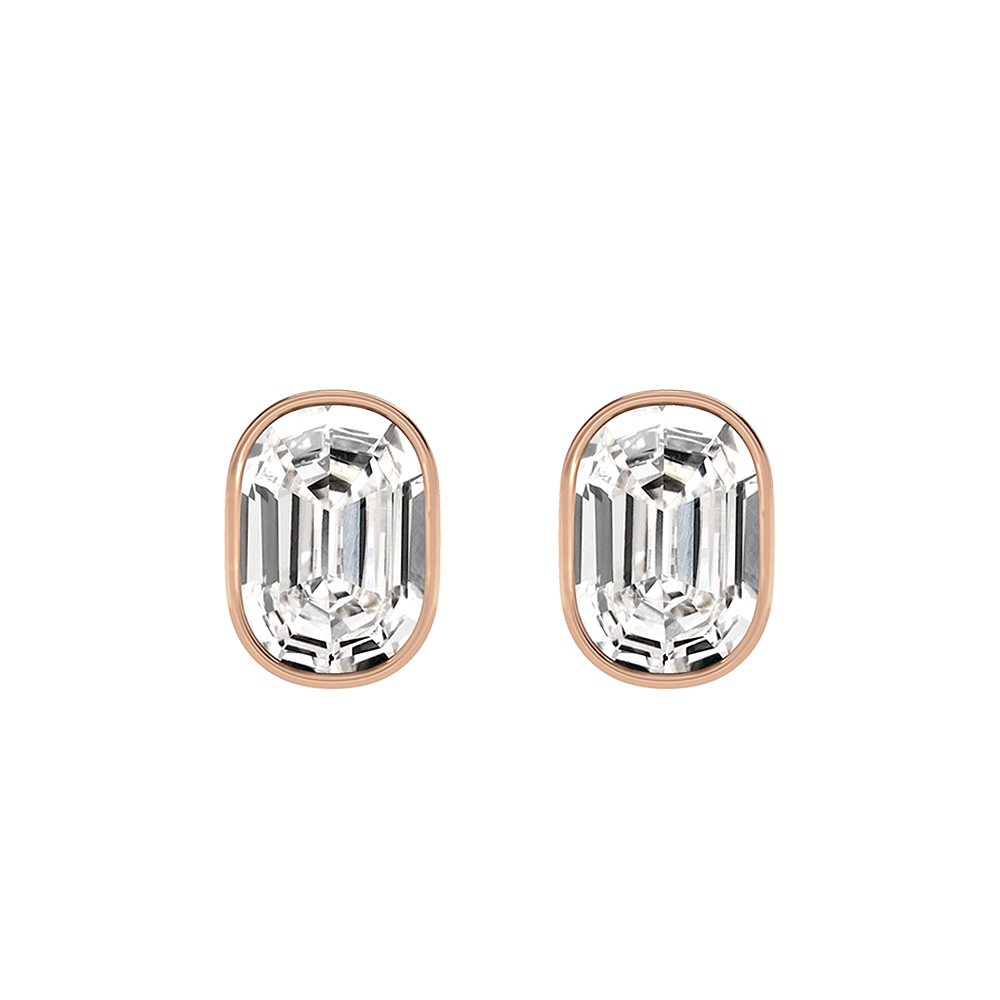 O Letter Alphabet-18K Rose Gold-Stud Earrings-7 mm
