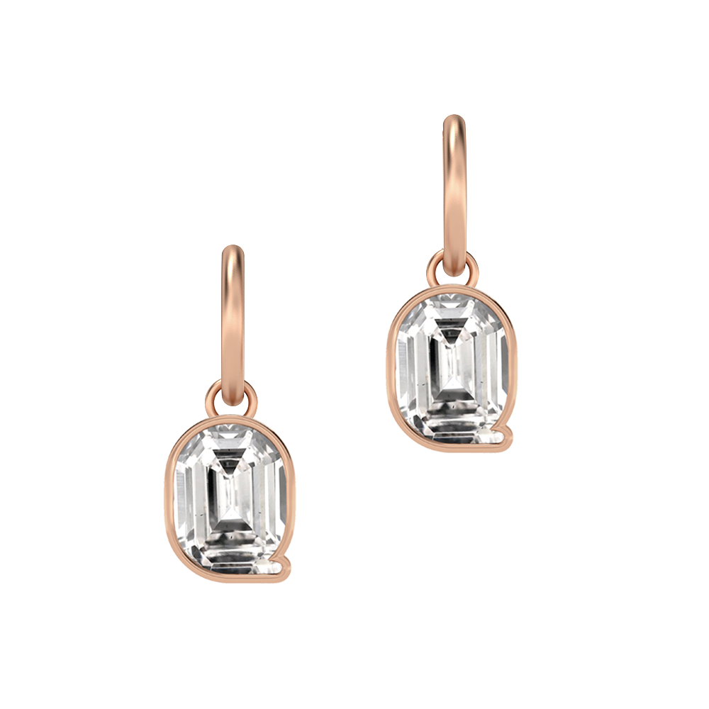 Q Letter Alphabet-18K Rose Gold-Hoop Earrings-7 mm